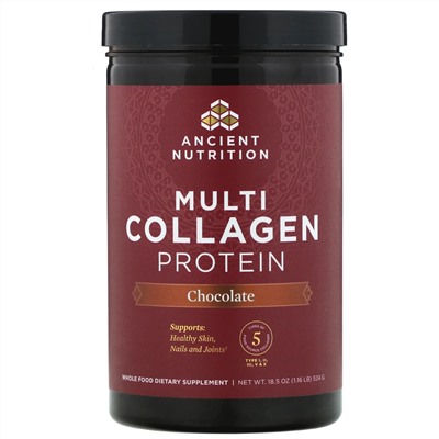 Dr. Axe / Ancient Nutrition, Multi Collagen Protein, Chocolate, 1.16 lb (524 g)