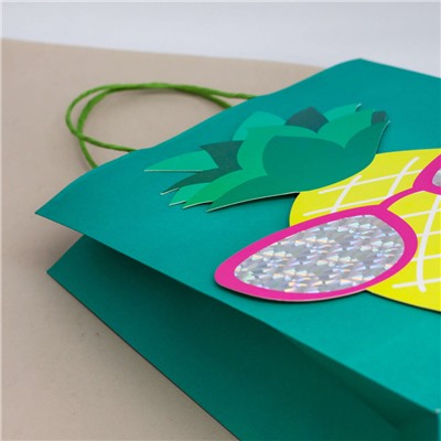 Пакет подарочный (M) "Big pineapple", green (26*32*12)