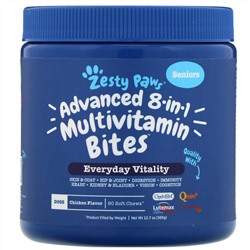 Zesty Paws, Multivitamin Bites, мультивитаминная добавка для собак 8 в 1, для повышения тонуса, для половозрелого животного, со вкусом курицы, 90 жевательных таблеток