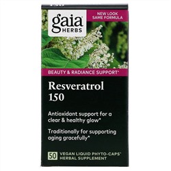 Gaia Herbs, Ресвератрол 150, 50 веганские фито-капсулы с жидкостью