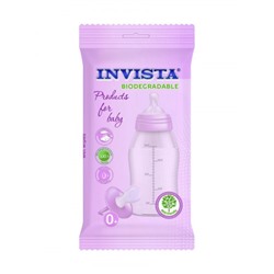 Влажные салфетки Invista для детей с первых дней жизни, биоразлагаемые, розовые, 15 шт