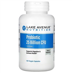 Lake Avenue Nutrition, пробиотики, смесь 10 штаммов, 25 млрд КОЕ, 180 растительных капсул
