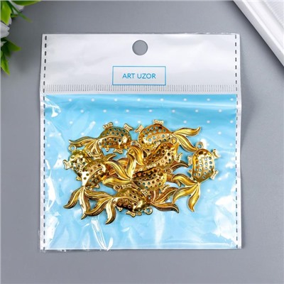 Декор металл для творчества "Золотая рыбка" золото WA-745 2,5х3,6 см