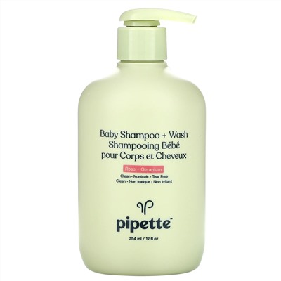 Pipette, Baby Shampoo + Wash, Rose + Geranium, 12 fl oz (354 ml)