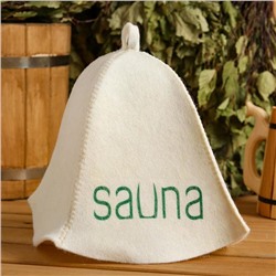 Шапка для бани и сауны "SAUNA - качественно отпечатанный принт  на шапке", с принтом, белая
