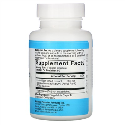 Advance Physician Formulas, Экстракт горянки крупноцветковой, 500 мг, 60 капсул