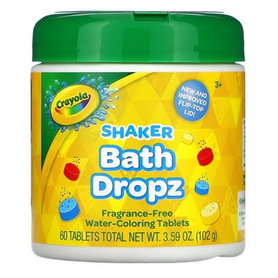 Crayola, Shaker Bath Dropz, для детей старше 3 лет, без отдушек, 60 таблеток, 102 г (3,59 унции)