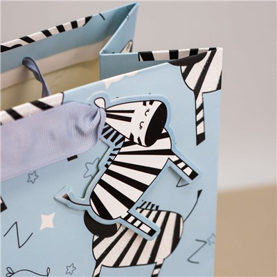 Пакет подарочный (M) "Animal zebra", (26*32*12.5)