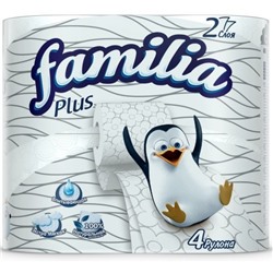 Туалетная бумага Familia (Фамилия) Plus, цвет белый, 2-слойная 4 рулона