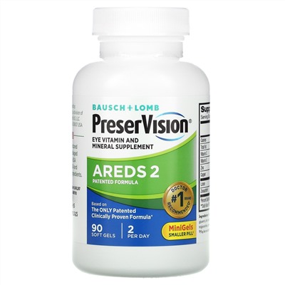 Bausch & Lomb, PreserVision, AREDS 2 Formula, 90 мягких таблеток