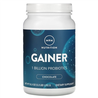 MRM, Nutrition, Gainer, Chocolate, 1 Billion Probiotics, 3.3 lb (1,512 g)