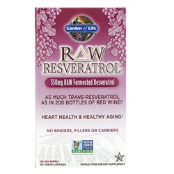 Garden of Life, RAW Resveratrol, 350 мг, 60 веганских капсул