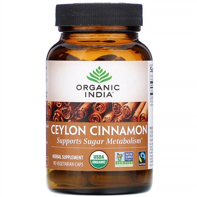 Organic India, Ceylon Cinnamon, 90 Vegetarian Caps