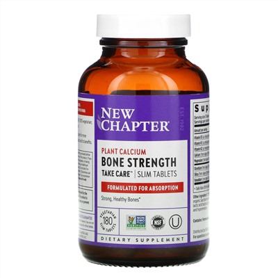 New Chapter, Bone Strength Take Care, добавка для укрепления костей, 180 маленьких растительных таблеток