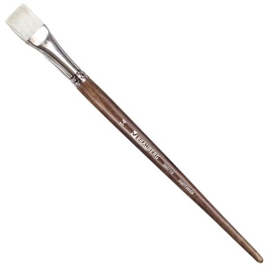 Кисть художественная профессиональная BRAUBERG ART “CLASSIC“, щетина, плоская, № 14, длинная ручка
