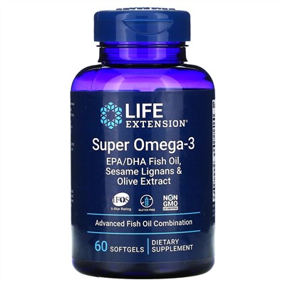 Life Extension, супер омега-3, 60 мягких таблеток