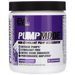 EVLution Nutrition, PumpMode, Non-Stimulant Pump Accelerator, Furious Grape, 6.14 oz (174 g)