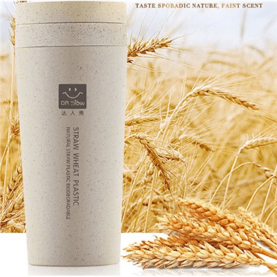 Эко-стакан из пшеничной соломы с крышкой