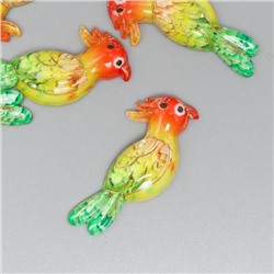 Декор для творчества пластик "Попугай Какаду оранжево-жёлто-зелёный с золотом" 3,3х1х0,4 см   688423