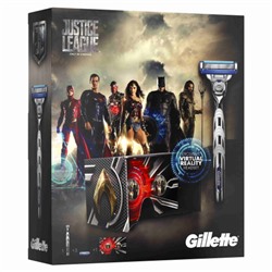 Подарочный набор Gillette Mach3 Turbo Лига Справедливости (станок + 3 сменные кассеты + очки виртуальной реальности)