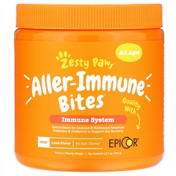 Zesty Paws, Aller-Immune Bites, для собак, иммунная система, для всех возрастов, вкус ягнятины, 90 мягких жевательных снеков, 360 г (12,7 унции)