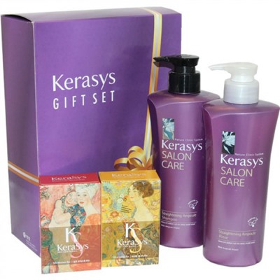 KeraSys набор №5 Salon Care Выпрямление шампунь 470гр+кондиционер 470гр+мыло 2шт+подар.коробка+пакет 244500