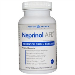 Arthur Andrew Medical, Neprinol AFD, защита организма от вредного воздействия фибрина, 500 мг, 90 капсул