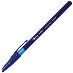 Ручка шариковая масляная Brauberg (Брауберг) Olive Base, синяя, корпус синий, узел 0,7 мм, линия 0,35 мм