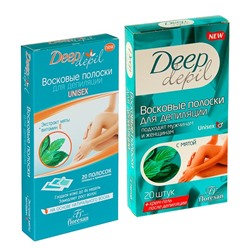 Восковые полоски для депиляции Deep Depil Unisex, с мятой, 20 шт