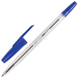 Ручка шариковая BRAUBERG Line Синяя, корпус прозрачный, узел 1 мм, линия письма 0,5 мм