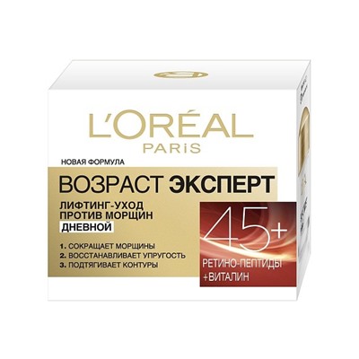 Дневной крем "Возраст Эксперт 45+" против морщин, лифтинг-уход, 50 мл, L'Oreal Paris.