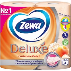 Туалетная бумага Zewa Deluxe (Зева Делюкс) Персик, 3-слойная, 4 рулона