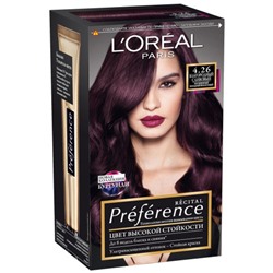 Краска для волос L`Oreal Paris Preference 4.26 - Благородный Сливовый купить оптом, цена, фото - интернет магазин ЛенХим