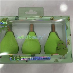 Спонжи 4шт для макияжа и контурирования лица "Beauty Bar Avocado", 10*17*4,5см