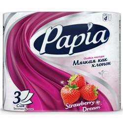 Туалетная бумага Papia (Папия) Клубничная мечта, 3-слойная, 4 рулона