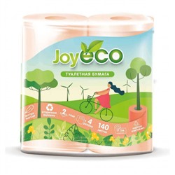 Туалетная бумага 2-слойная JOY Eco (Джой Эко) персиковая, 4 рулона
