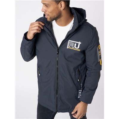 Куртка мужская удлиненная с капюшоном темно-серого цвета 88661TC