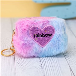 Кошелёк меховой "Rainbow heart", pink