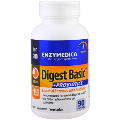 Enzymedica, Digest Basic с пробиотиками, 90 капсул