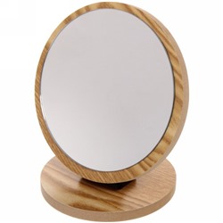 Зеркало настольное в деревянной оправе "High Tech" круг, d-14,5см, высота 16см