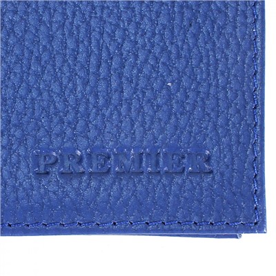 Визитница Premier-V-02 (вертик, 18 листов) натуральная кожа синий флотер (329) 200284