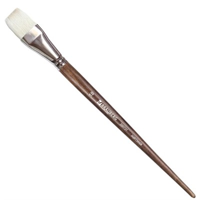 Кисть художественная профессиональная BRAUBERG ART “CLASSIC“, щетина, плоская, № 18, длинная ручка