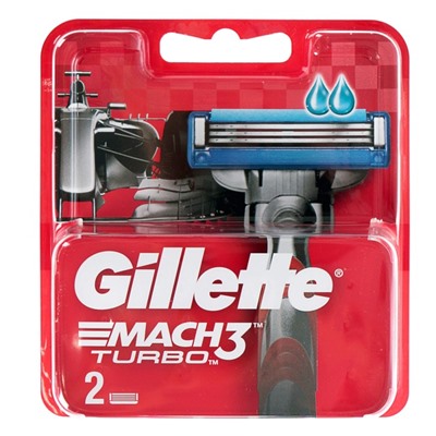 Сменные кассеты Gillette Mach3 Turbo Aloe, 3 лезвия, 2 шт