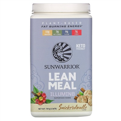 Sunwarrior, Illumin8 Lean Meal, Snickerdoodle, 1.59 lb (720 g)