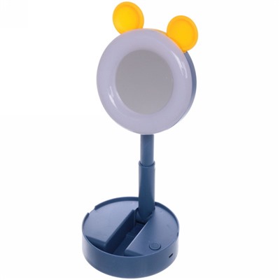 Настольная лампа складная с зеркалом "Marmalade-Чудо мишка" LED цвет синий