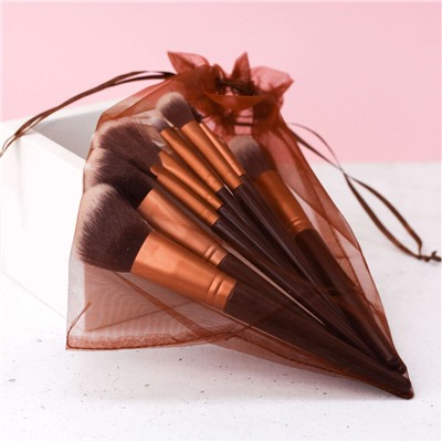 Набор кистей для макияжа "Chocolate", 9 кистей, dark brown