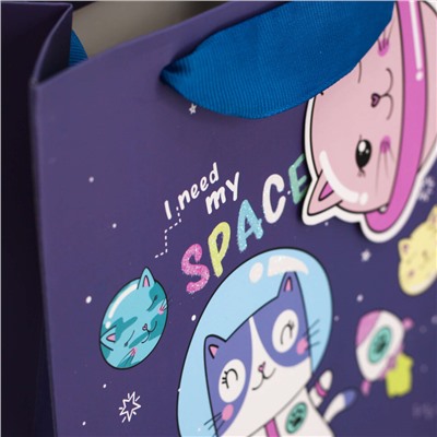 Пакет подарочный (S) "Kitten space", (18*23*10)