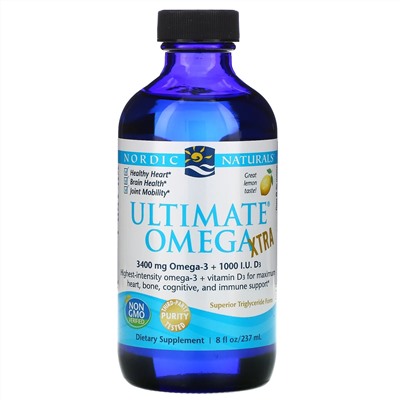 Nordic Naturals, Ultimate Omega Xtra, лимон, 8 жидких унций (237 мл)