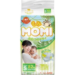 Подгузники MOMI  S (4-8 кг), 82 шт