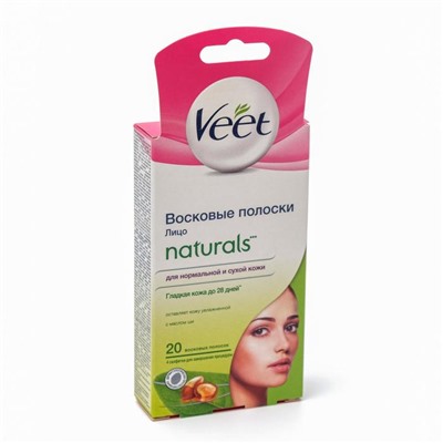 Восковые полоски для лица Veet Naturals с маслом ши, 20 шт.